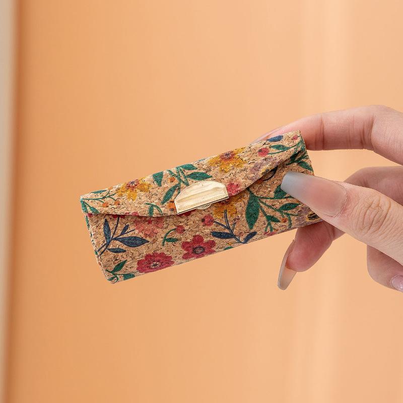 Retro-style Cork Lipstick Storage Box, Touch-up Mirror, Portable Mirror Mini Makeup Bag, Dirt-resistant Makeup Box
