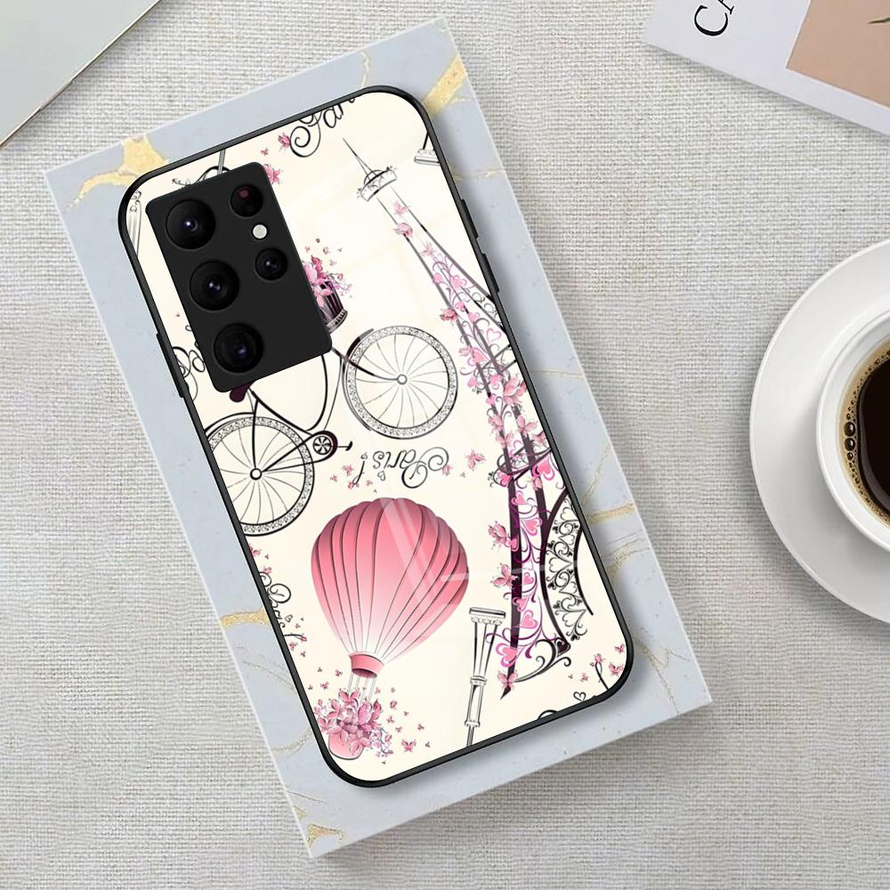 Romantic Paris Eiffel Tower Phone Case For Samsung S26 S25 Edge S24 S23 S22 S21 S20 Ultra Plus FE Glass Cover