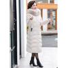 Winter Hooded Slim Down Cotton Jacket Solid Color Fur Collar Thick Parkas Coat Middle-aged Mother Warm Over-The-Knee Overcoat
