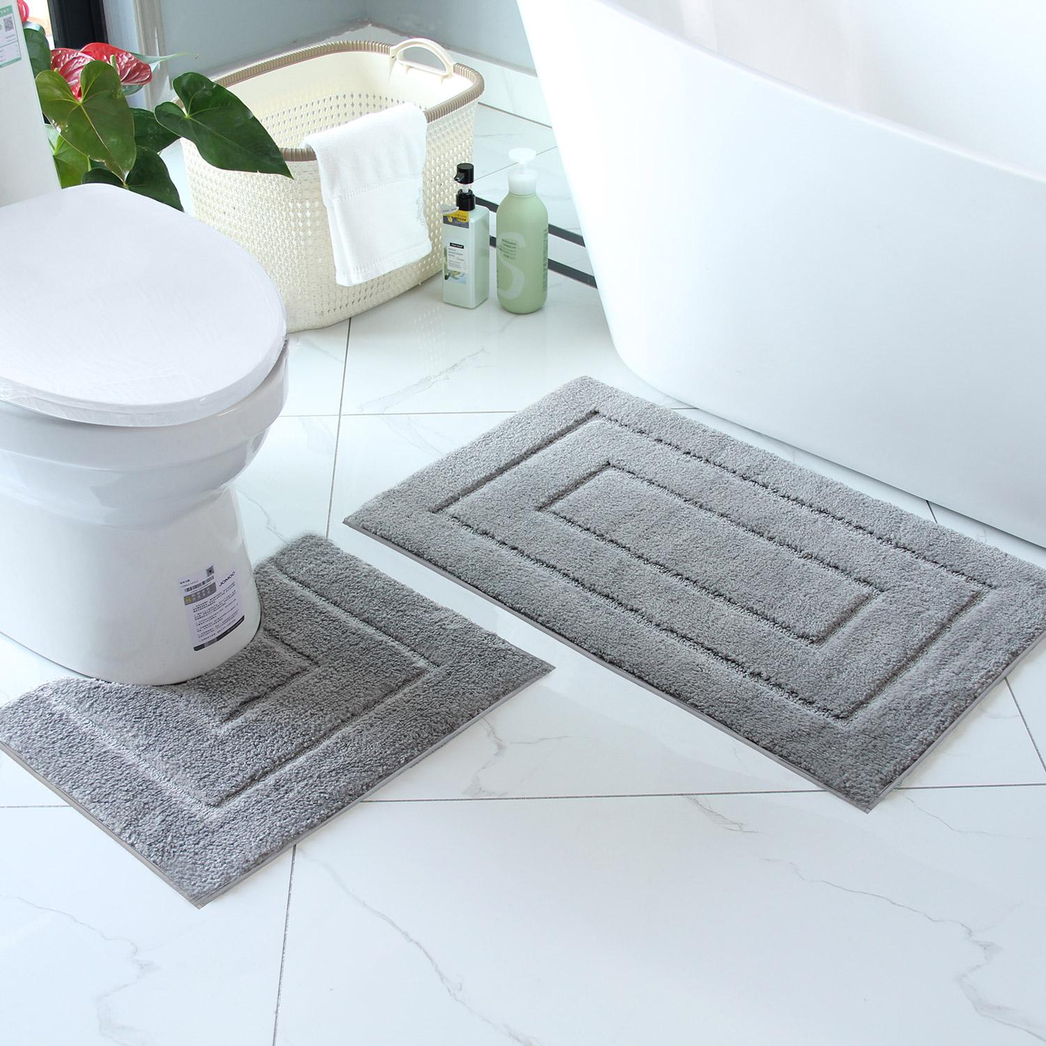 2-delige Gevlokte Badkamerset - 2-delige Set van U-vormige Toiletmat, Antislip Vloermat + U-vormige Mat + Badkuipkleed Luxe Mat 40X60CM and U50X40CM