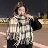 Christmas atmosphere New Year's red plaid scarf Women's winter versatile thickened senior sense Student warm scarf