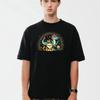 Cute Cartoon Cat And Dinosaur T Shirt Whimsical Animal Illustration 100 Cotton Novelty Top Vintage Homme Streetwear