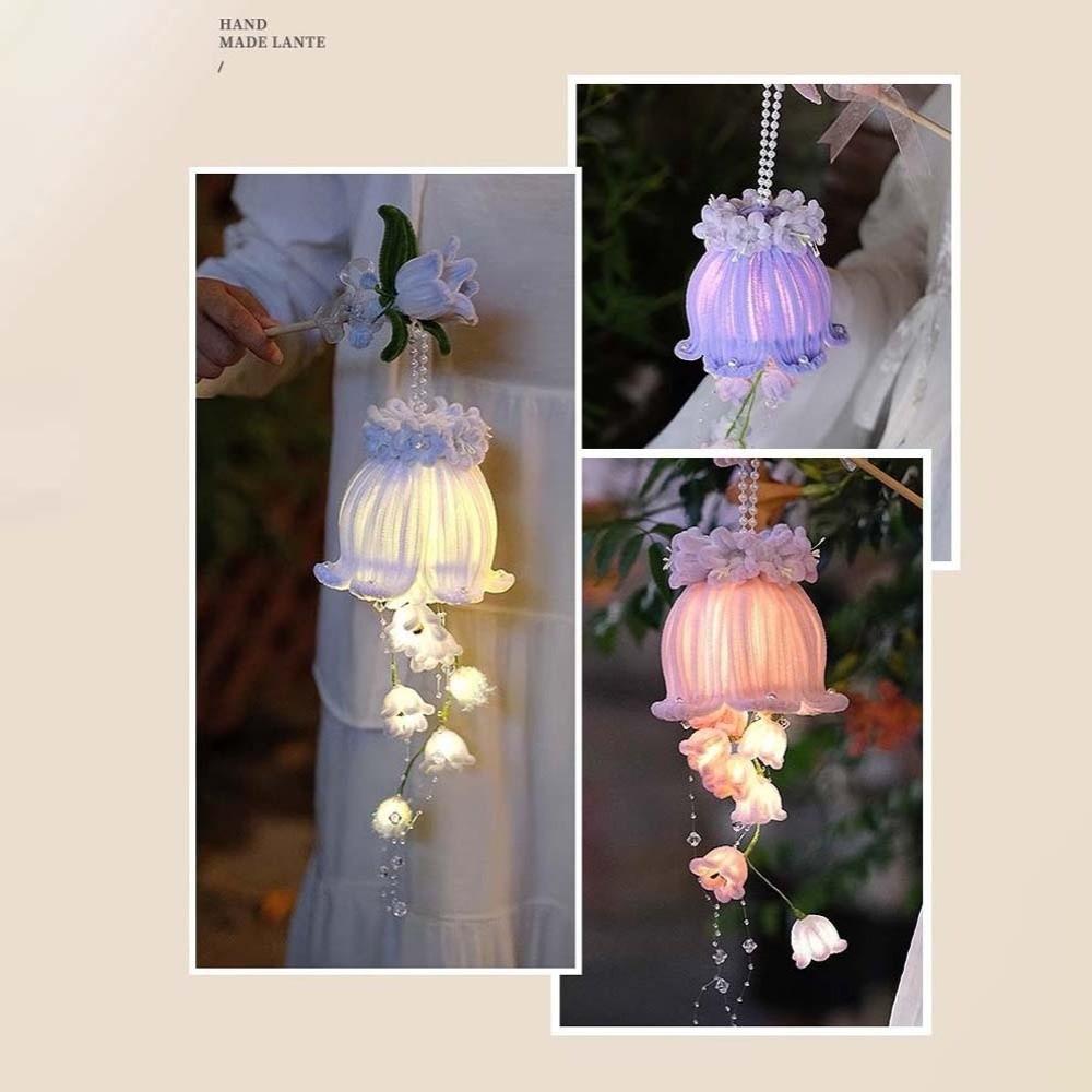 Handmade Bellflower Lantern Glowing Luminous Muguet Flower Lamp Twisted Stick Chenille Stems Handheld Light School Art Class