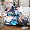 Schwarz-rosa Decke Lisa Kpop Singers Flanelldecke 3D-Plüsch-Tagesdecke für Bett, Sofa, Couch, Bettbezug, Reisedecke, Fan-Geschenke