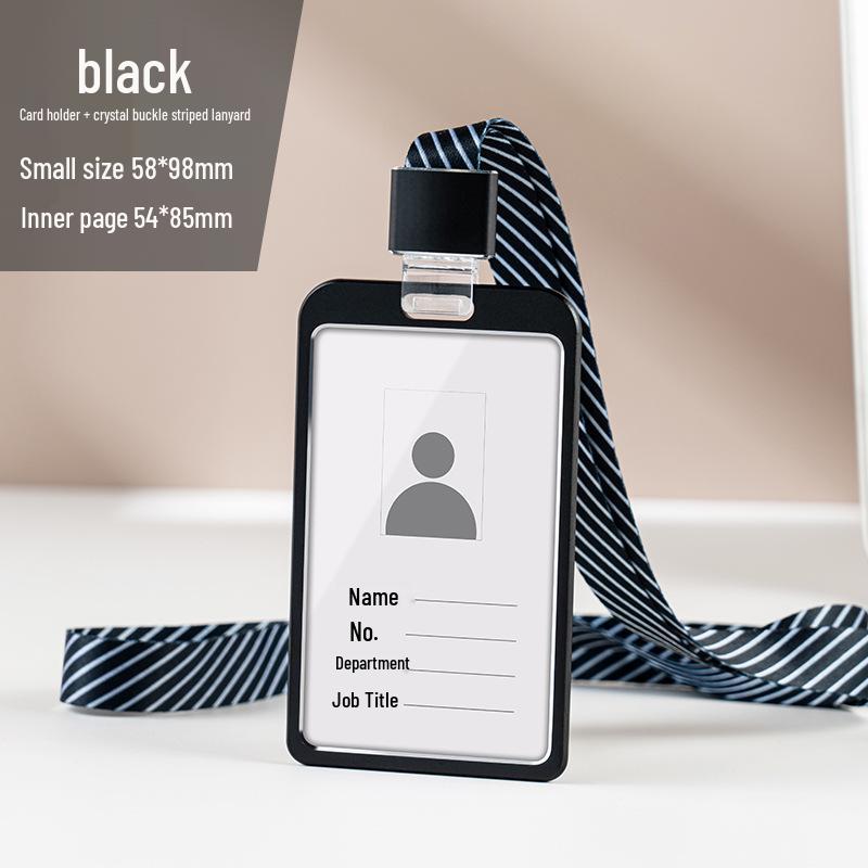 Aluminum Alloy ID Card Holder with Crystal Buckle Lanyard for Employees and Students