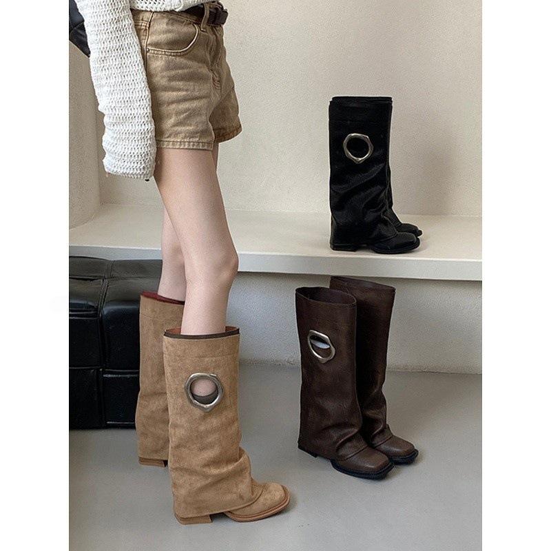 Thick-heeled Boots for Women But Over the Knee 2025 Autumn and Winter New Women's Boots Sleeve Pants Boots Square Head Boots High Heels