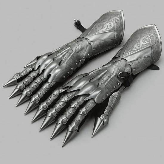 

40.64 cm Etched Medieval Nazgul Gauntlet Gloves Set Gothic Knight Armor Ringwraith LARP Cosplay Halloween Costume Prop