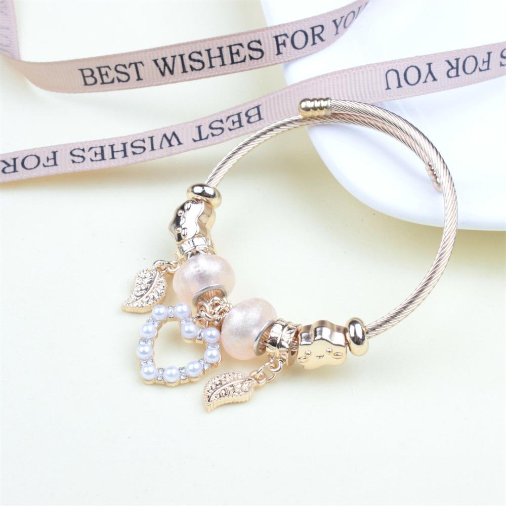 Beaded Bracelet Bangle Multi Element Stainless Steel Copper Alloy Open Spring Snake Bone Chain