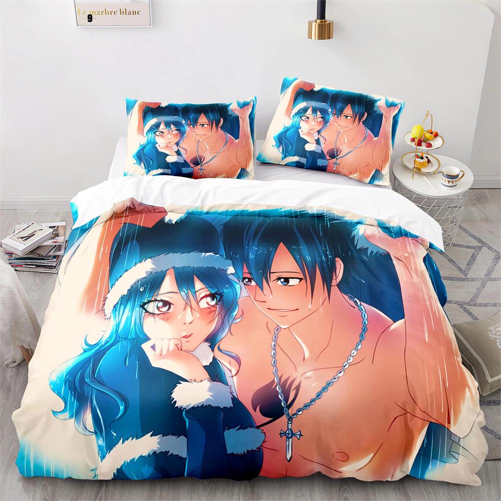 3D-Druck Fairy Tail Natsu Anime Bettwäsche-Kollektion Doppel Einzel King Bettbezug Decke Kissenbezug Jungen Mädchen Erwachsene Schlafzimmer
