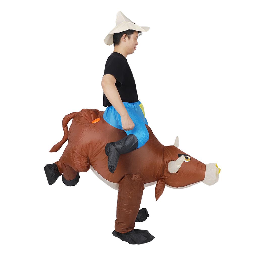 Aufblasbares Bullen Kostüm zum Draufsitzen Kostüm Effiziente aufblasung Bequeme elastische Bänder mit Gebläse für Erwachsene für Halloween