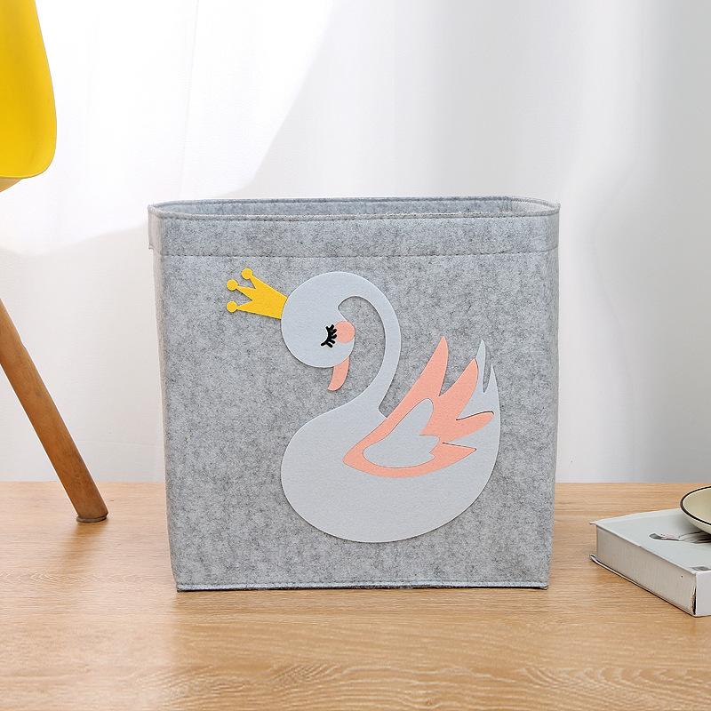Felt Cartoon Storage Basket New INS Fashion Home Cute Children's Toy Storage Basket Dirty Clothes Portable Felt Storage Basket