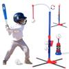 Jeu de baseball 3-en-1 pour enfants avec support de balle suspendue/T-ball sur pied/Lanceur automatique, Ensemble de baseball réglable en hauteur pour tout-petits