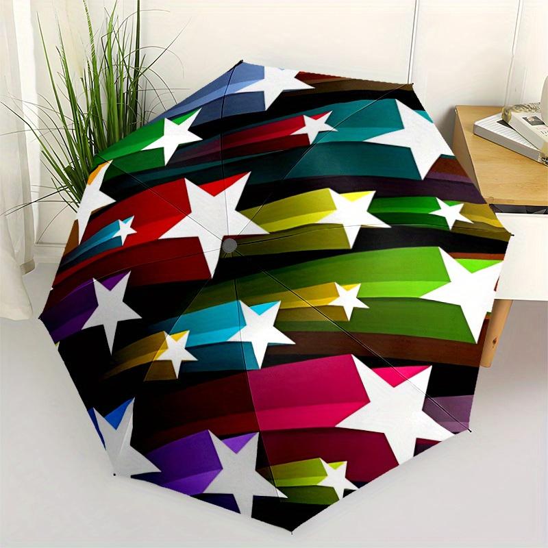 1pc Colorful Star Patterns Automatic Opening/Closing Folding Umbrella with 78 Ribs, Plastic Handle, Windproof Portable Sunshade Umbrella y250726118