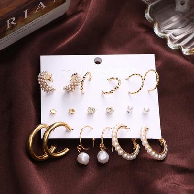 Fashion Punk C-ring Set Simple Temperament Γυναικεία σκουλαρίκια Σετ κοσμημάτων 9 τεμαχίων