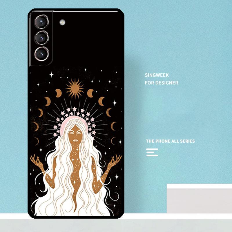 Crescent Moon Tarot Stars Sun Phone Case For Samsung Galaxy S24 Ultra S23 S22 Plus S21 S20 FE S8 S9 S10 Note 10 20 Cover