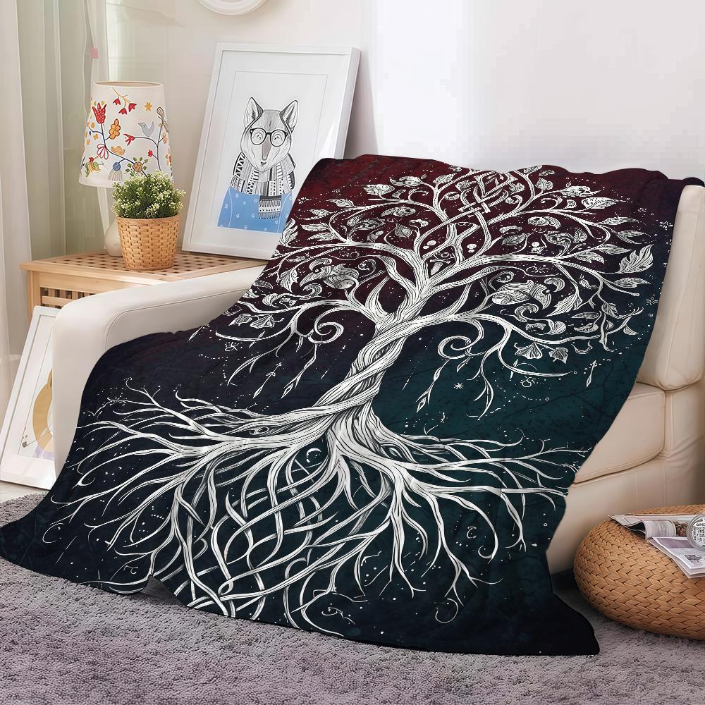 Yggdrasil Nature Tree Of Life Blanket Warm And Soft Suitable For Bedroom Living Room Sofa Bed Office Travel Camping