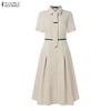 ZANZEA Women Turn Down Collar Casual Short Sleeve Dress