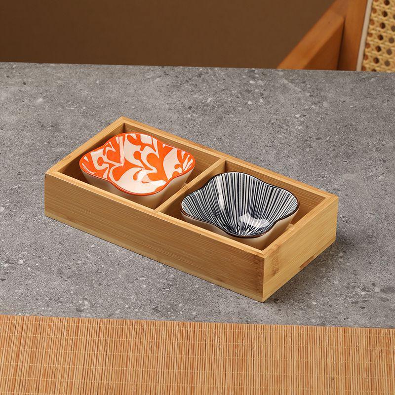 Bamboo Nine-Compartment Snack Tray for Dried Fruits and Hot Pot Side Dishes