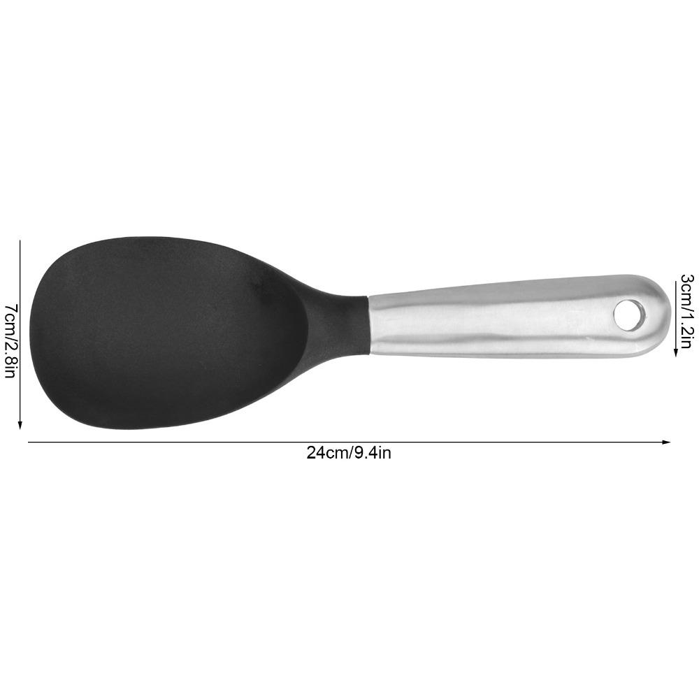Eco Friendly Silicone Silicone Spoon Heat Resistant Non Stick Rice Paddle Steel Handle Soft Edge Wok Ladle Meal Prep