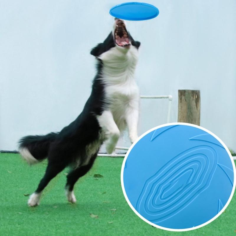 NonSlip Dog Flying Disc Chew Durable Outdoor Toy Rubber Soft Training Exercise For Active Pet