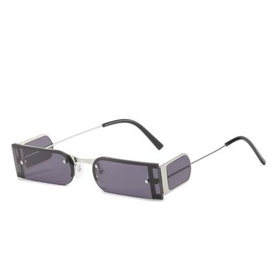 Small Square Sunglasses, Trendy Metal Half-Frame One-Piece Sunglasses For Women, Funny Street Glasses With Personality