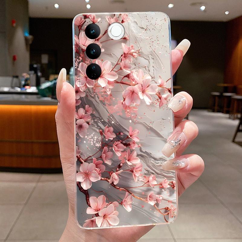 Case For Vivo V27 Capa Cases For Vivo V27E Flower Butterfly Protective Thin Case For Vivo V27 Pro Soft Silicone TPU Phone Cover
