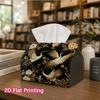 1pc, 2d Flat Printing, Tissue Box Golden Crane and Peony Pattern Printed Tissue Box, Suitable for Bathrooms, Living Rooms, Bedrooms, Dressing Tables,