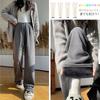 FEISEDY Warm Loose Plus Korean Adjustable A8258 Women's Fleece-Lined Pants, Cotton, Fit, Sizes, Style, Sports, Commuting, Casual, Warm, Waist, Thick,