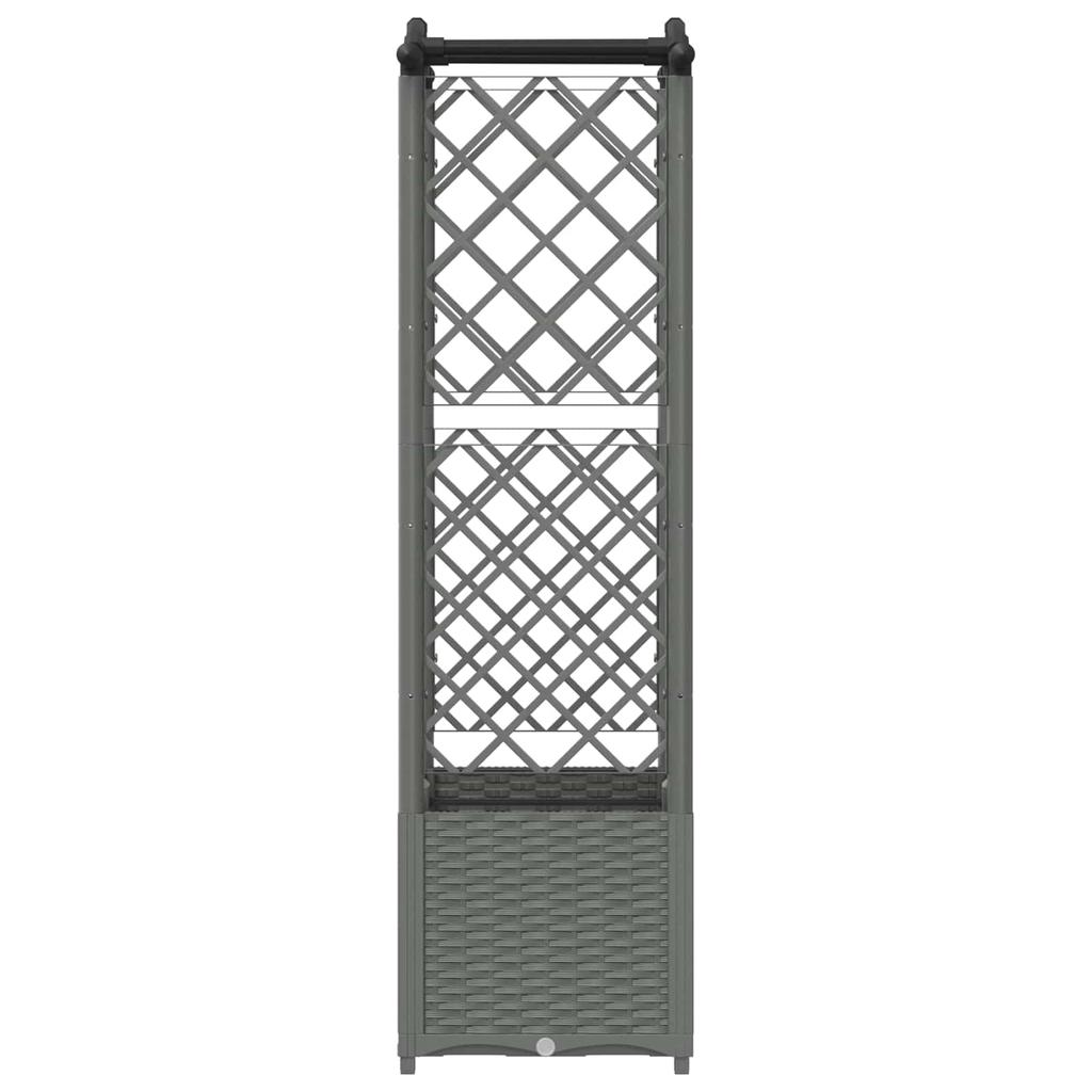 Raised Garden Bed with Trellis and Hanging Roof Light Grey 125 X 40 X 138 Cm PP