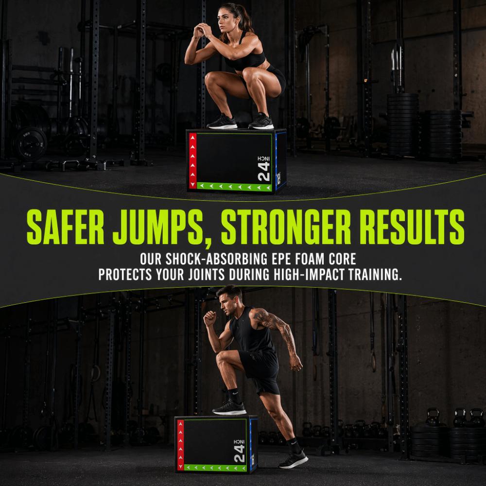 3-in-1 Plyometric Jump Box Shockproof Fitness Training Tool Portable Jumping Box  Indoor