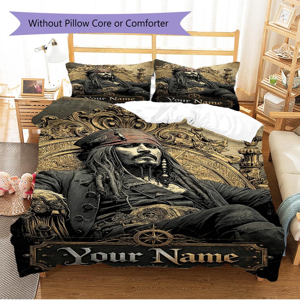 Name Custom Johnny Depp Pattern Bedding Set Quilt Cover Pillowcase Home Decor Gift (1 * Duvet Cover + 2 * Pillowcase, Without Core)