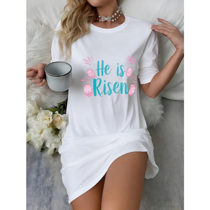 Women's Cute Cat Print Short Sleeve Nightgown