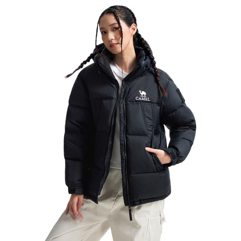 Camel Unisex Thickened Hooded Puffer Down Jacket