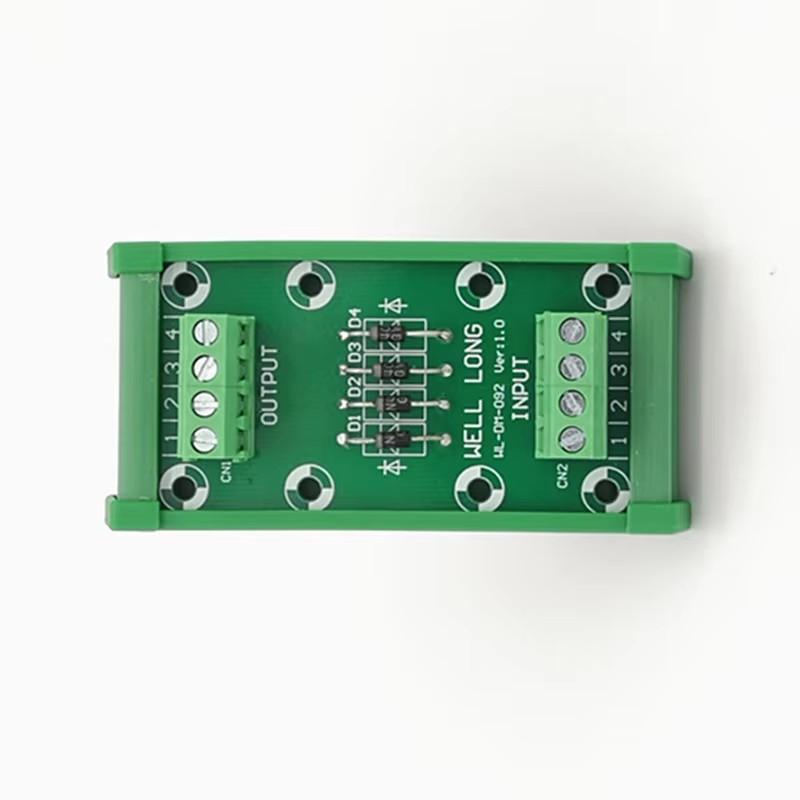 DIN rail mountable 4 Channel Diode Protection Terminal Block IN4007 1A/1200V Diode Terminal Block.