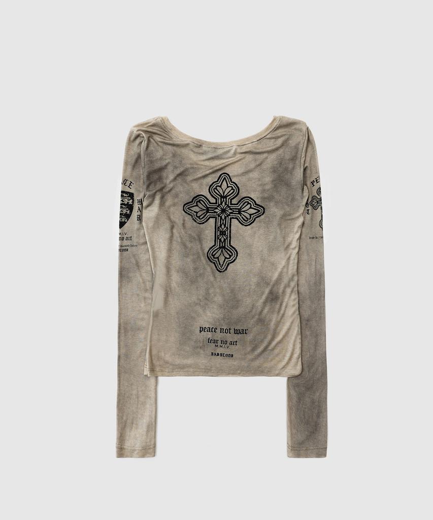 BADBLOOD Peace Not War Loose Fit T-Shirt - Dusty Beige
