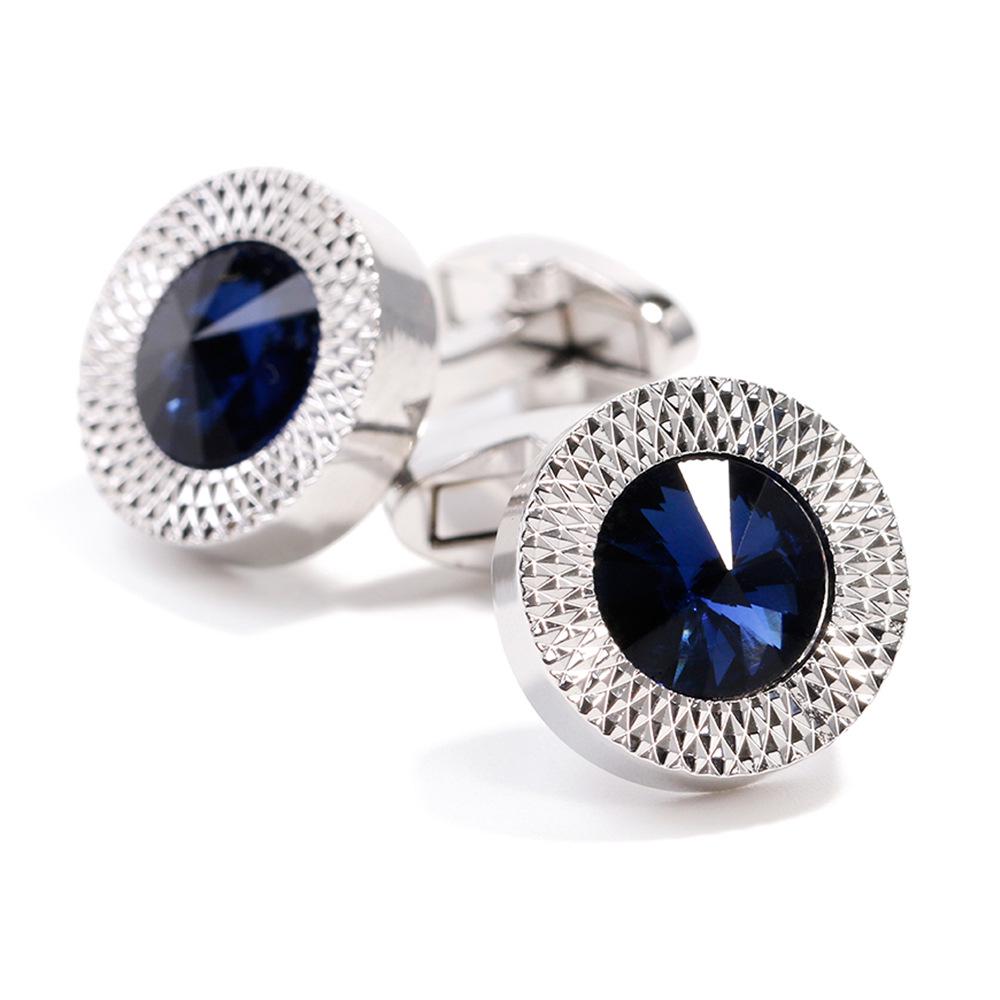 

Men s Luxury Blue Crystal Round Silver Cufflinks Manual