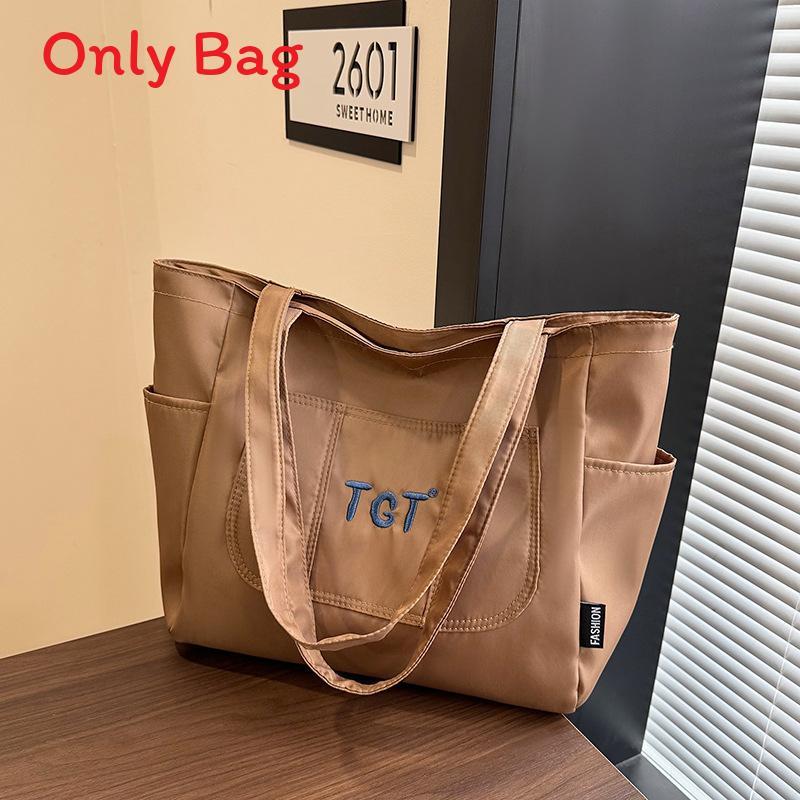 Nylon Student Tote Bag With Embroidered Letter Design For Casual Daily Use