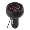 3 In 1 DC 12V/24V Car Volt Meter Digital LED Dual Display Car Voltmeter Thermometer Car Truck USB Charger for Phone Tablet GPS