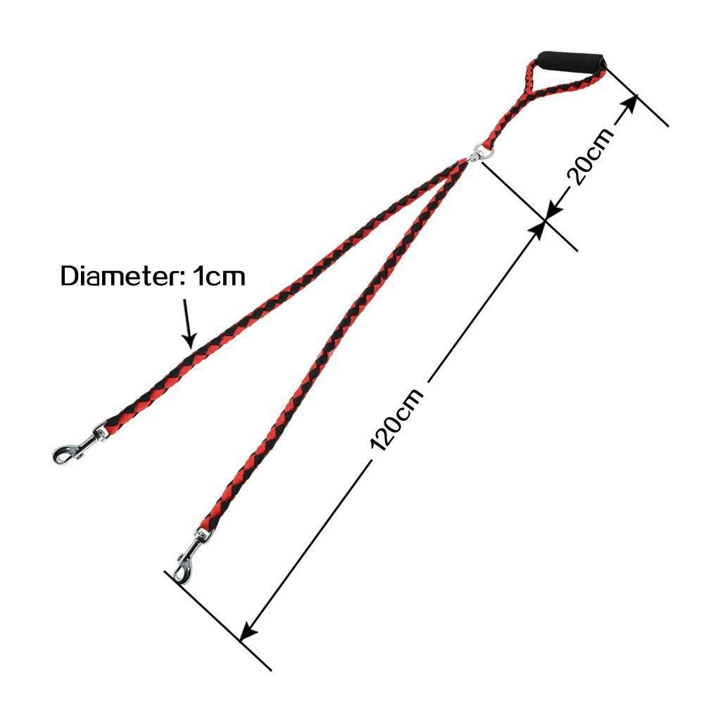 One drag two double head pet double leash dog leash braided braid PP round rope dog leash dog chain