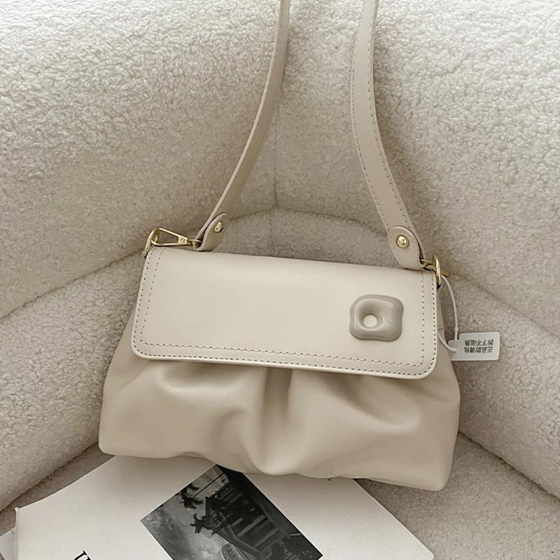 Advanced Underarm Bag for Women  Summer New Korean PU Single Shoulder Crossbody Bag Fashion Versatile Pleated Bag