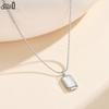EFFIE QUEEN Stainless Steel 18k Gold White Shell Square Pendant Necklace Natural Jewelry for Women Wedding Party Banquet STMN11