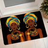 1pc African Style Character Pattern Flannel Mat Entrance Door Mat Bathroom Bedroom Anti-Slip Foot Pad Colorful Headscarf Bead Decor Home Floor Mat