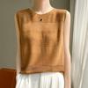 Women Spring and Summer Hollow Sleeveless Thin Soft Sweater Pullover Knitwear Bottoming Tops