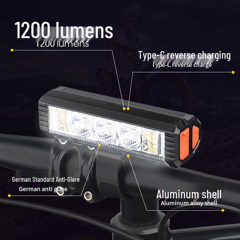 Lishi Bicycle Headlight with Power Bank & 1200 Lumen 11.5*3.5*3.5