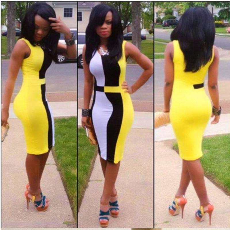 Elegant Colorful Sexy Fashion Bodycon Women Dress Sleeveless Fit Leisure Slim Design