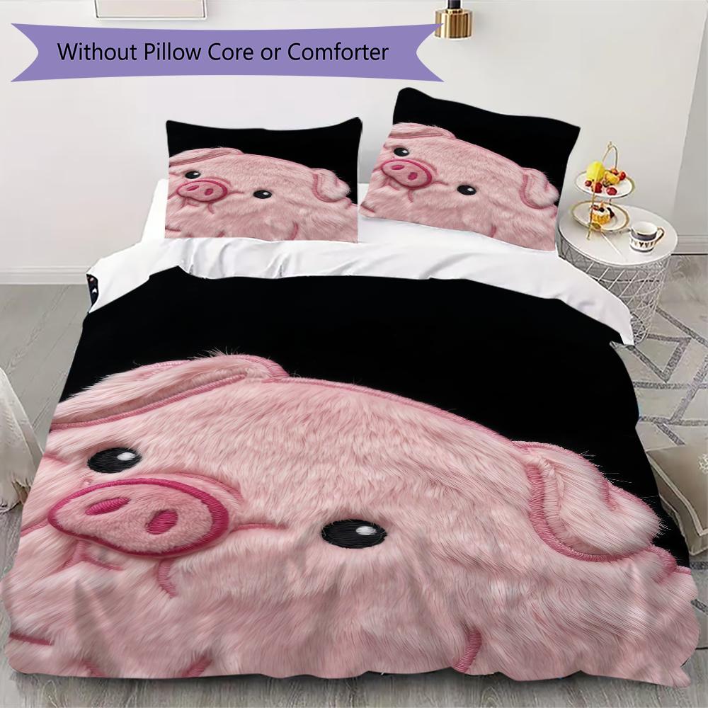 

Cute pink pig Pattern Bedding uilt Set uilt Cover Pillowcase Home Decoration Birthday Gift (1 * duvet cover + 57 * pillowcase without core) 135x200cm