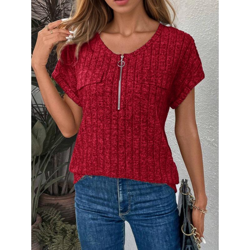 

YYFS женские модные повседневные летние весенние однотонные блузки и рубашки с короткими рукавами и v-образным вырезом с принтом XXXL бордовый