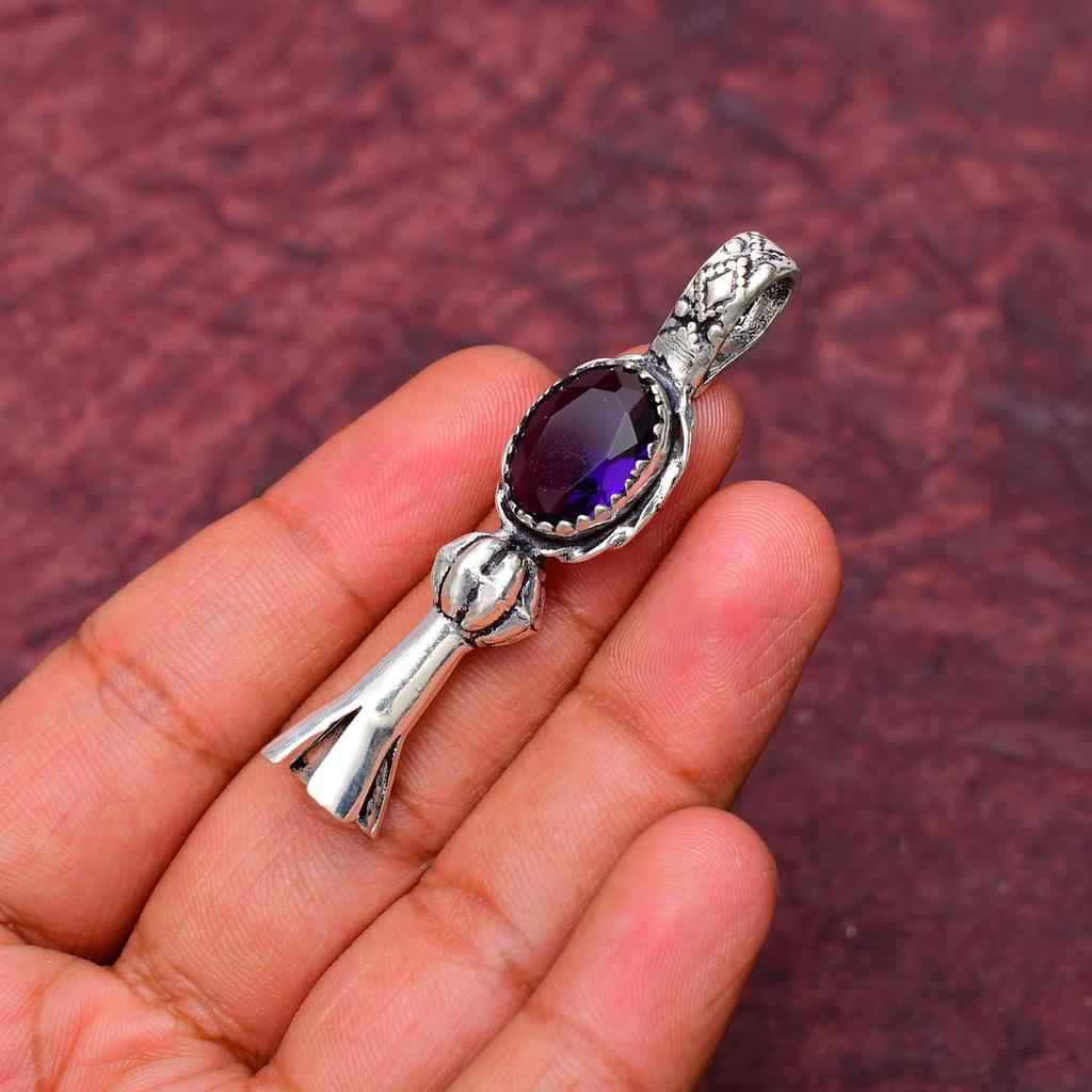 Awesome Amethyst Gemstone Pendant: 925 Sterling Silver Handmade Pendant Necklace Jewelry