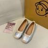 Silver inner height increase Mary Jane single shoes women's new small light mouth thick heel high heels
