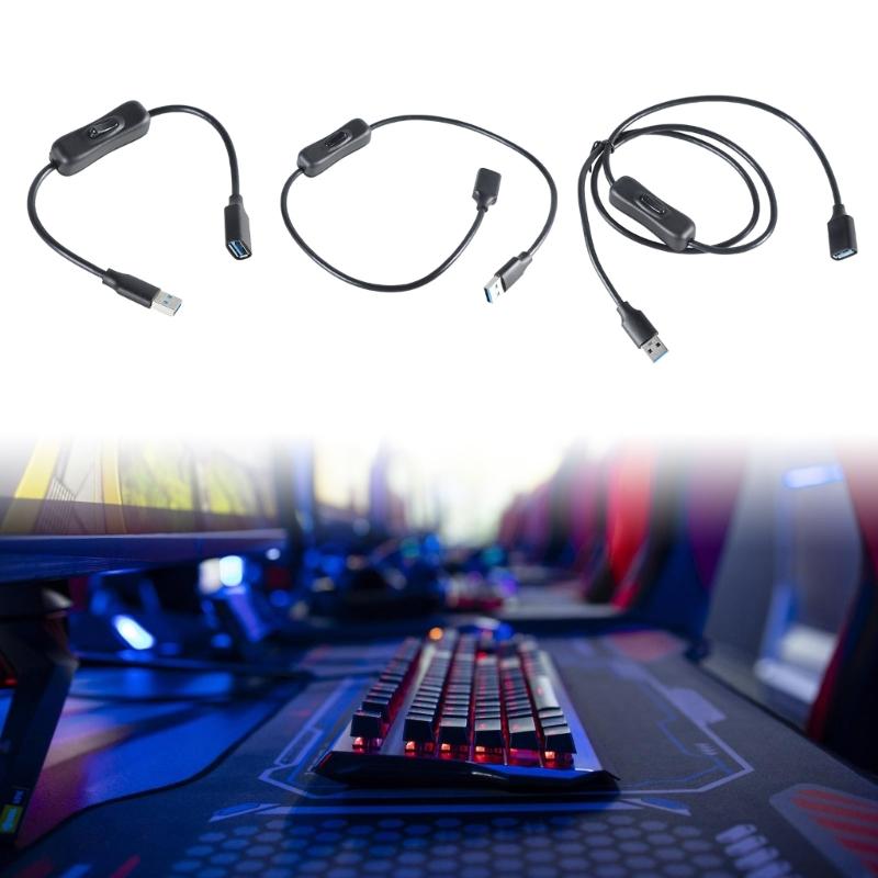 Easy Control Power Switching Cord USB 3.0 Male to Female Extension Cable with Power Button for Desktop Computer Laptop